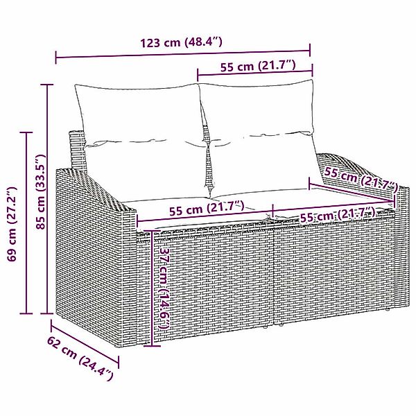 vidaXL Garten-Sofa-Set mit Kissen 8-Tlg Beige Poly Rattan 3347862 günstig online kaufen