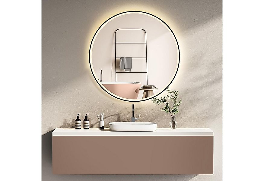 HOKO Badspiegel Schwarz mit beleuchtung, led spiegel rund 60cm / 80cm mit L günstig online kaufen