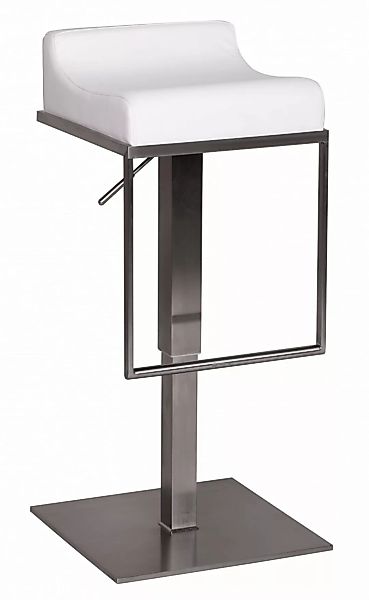Barhocker Weiß Edelstahl höhenverstellbare Sitzhöhe 65 - 89 cm | Design Bar günstig online kaufen