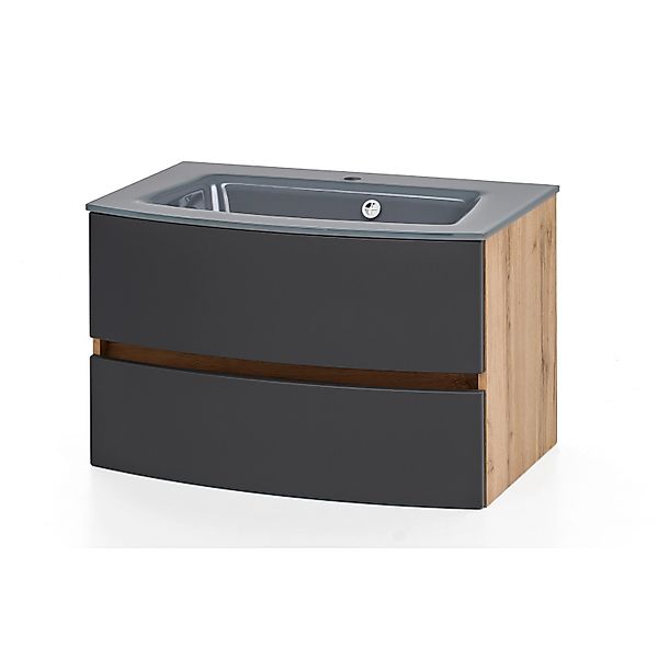 Held Möbel Einzelwaschtisch Salerno 80 cm Grau Matt mit Softclose günstig online kaufen