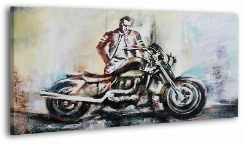 YS-Art™ "Gemälde Acryl ""Biker"" handgemalt auf Leinwand 130x70 cm" braun G günstig online kaufen