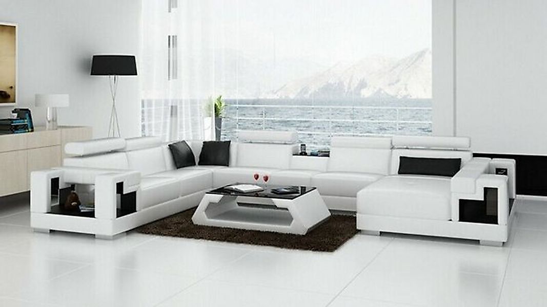 JVmoebel Ecksofa Ecksofa Garnitur Modern Sofa USB Ledersofa Sofa Couch Wohn günstig online kaufen