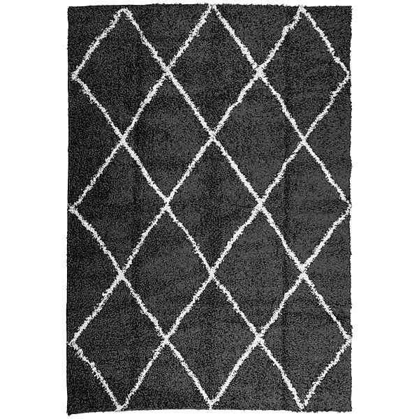 vidaXL Teppich Shaggy Hochflor Modern Schwarz Und Creme 120x170 Cm 1954072 günstig online kaufen