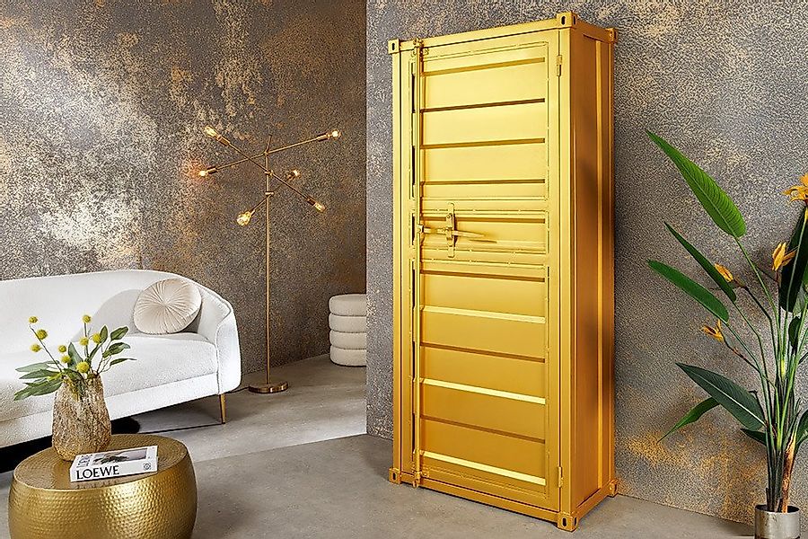 riess-ambiente Hochschrank GLOBETROTTER 180cm gold - Eisen, Mango, Containe günstig online kaufen