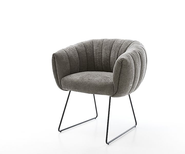 Esszimmerstuhl Jada-Flex Bouclé Soft Schlamm Kufengestell Schwarz Taschenfe günstig online kaufen