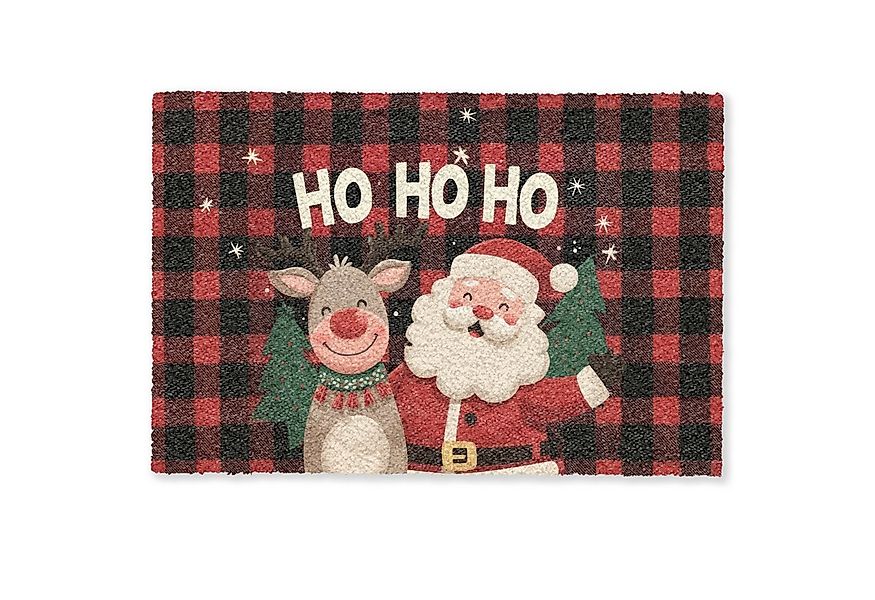 MuchoWow Fußmatte Weihnachtsmann - Rentier - Text - Rot - Schwarz, Rechteck günstig online kaufen