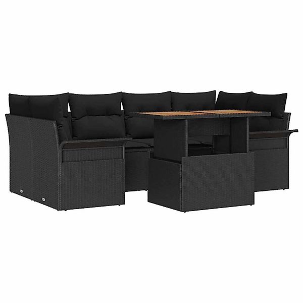 vidaXL Garten-Sofa-Set mit Speicher 7-Tlg Schwarz Poly Rattan 3358025 günstig online kaufen