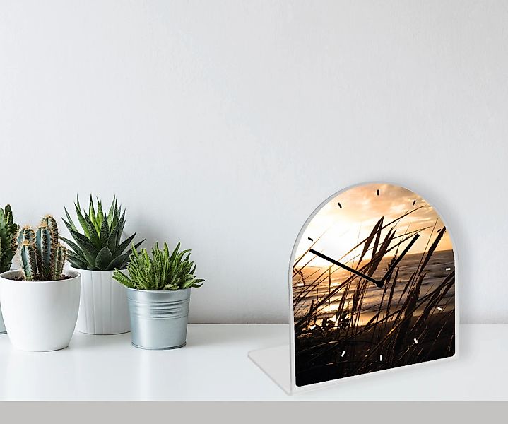 queence Tischuhr "Gräser und Dünen auf Sylt" Tischuhr aus Acrylglas, Uhr, b günstig online kaufen