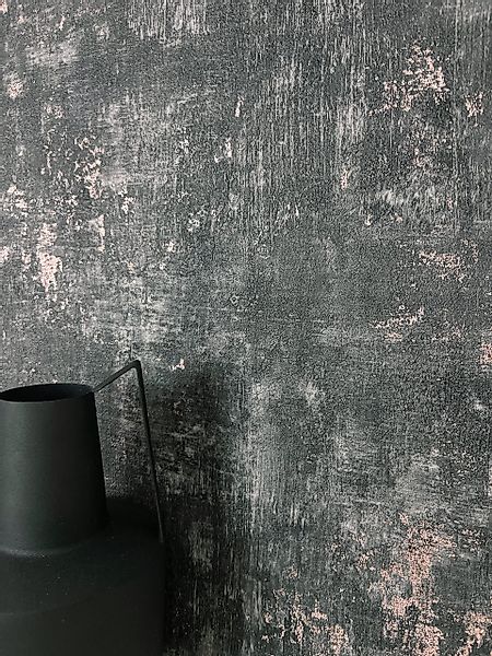 Newroom Vliestapete, Schwarz Tapete Modern Putz günstig online kaufen