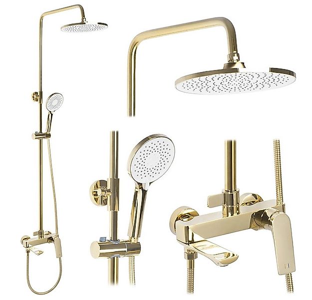 wohnwerk.idee Duschsystem Duscharmatur Dusche Regendusche Avalon Gold Matt günstig online kaufen