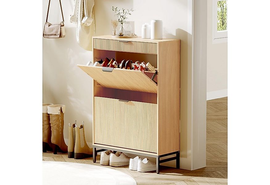 GarveeMore Schuhschrank Moderner Schuhschrank mit 2 Flip-Schubladen Aufbewa günstig online kaufen