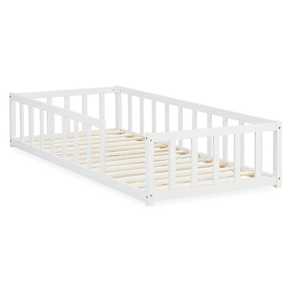 Homestyle4u Bodenbett 90x200 in Weiß mit Lattenrost 2523 günstig online kaufen