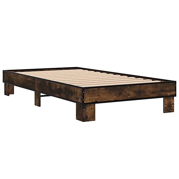 vidaXL Bettgestell Räuchereiche 75x190 cm Holzwerkstoff und Metall 845879 günstig online kaufen