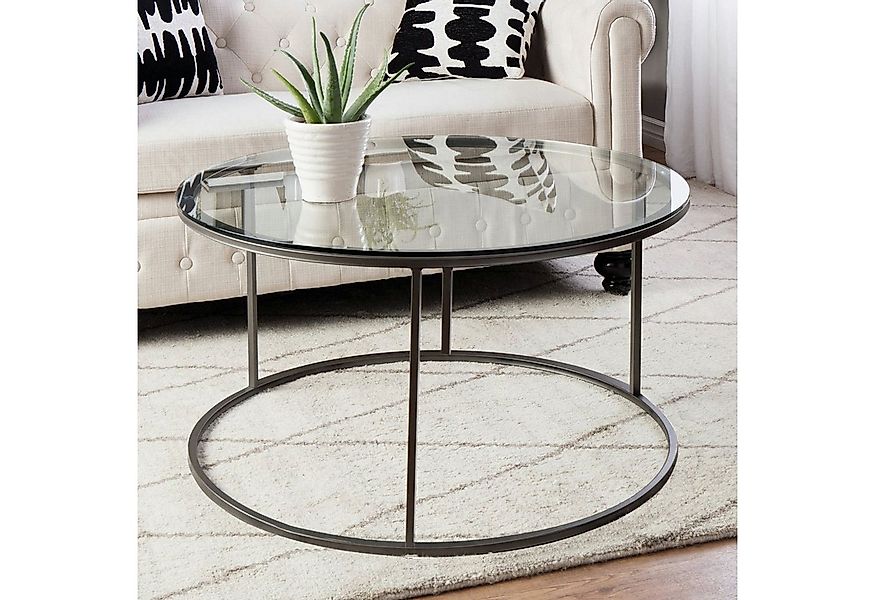en.casa Couchtisch, »Kolari« Wohnzimmertisch 45xØ80cm rund Metall Klarglas günstig online kaufen