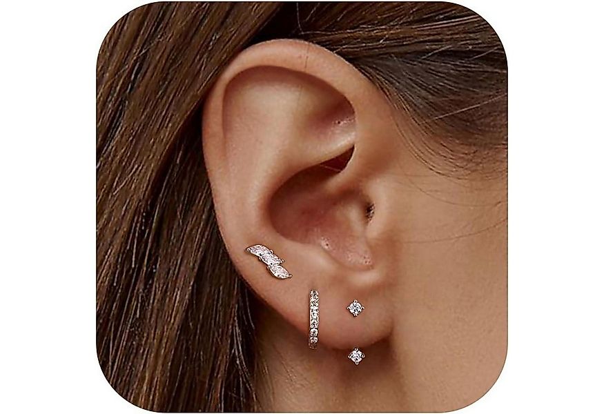 LuxusKollektion Ohrring und Ketten Set 3 Paar Ohrringe Set Damen Silber 925 günstig online kaufen