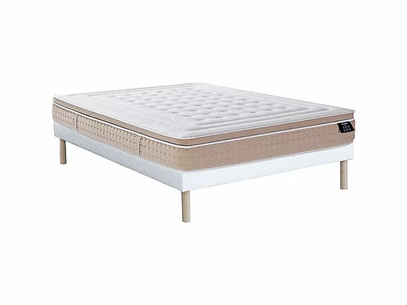 Set aus Bettgestell + Matratze - 140 x 190 cm - Hybridmatratze - 7-Zonen-Ta günstig online kaufen