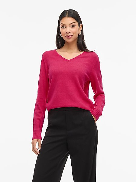 Vila V-Ausschnitt-Pullover "VIRIL V-NECK L/S KNIT TOP - NOOS" Materialmix, günstig online kaufen