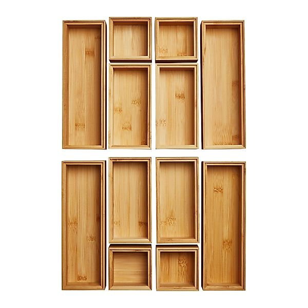SOTECH 12-Teiliges ORGA-BOX Bambus Schubladen Ordnungssystem Stapelbar Geöl günstig online kaufen