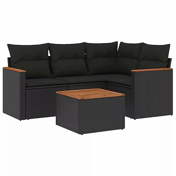 vidaXL 5-tlg Garten-Sofagarnitur mit Kissen Schwarz Poly Rattan Modell 144 günstig online kaufen