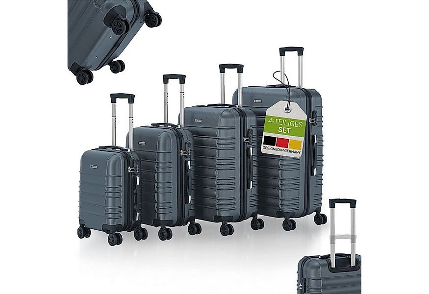 Juskys Trolleyset Rom, 4 Rollen, (4 tlg., 4-teilig), 4 Koffer, 360° Rollen, günstig online kaufen