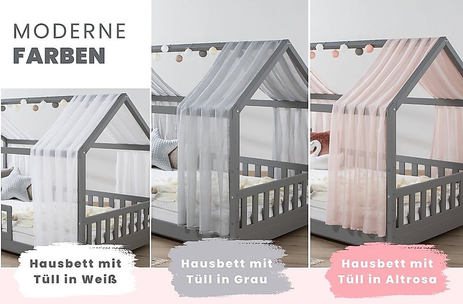 Ticaa Hausbett Kim mit Rausfallschutz aus Kiefer, Kinderbett 90x200, inkl. günstig online kaufen