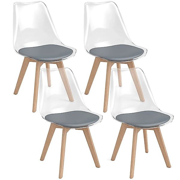 Costway Esszimmerstühle 4er Set Transparent Grau günstig online kaufen