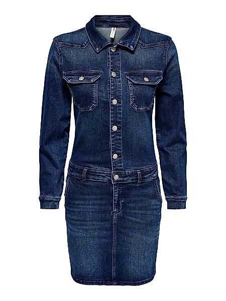 ONLY Langarm- Jeanskleid Damen Blau günstig online kaufen
