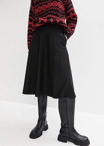 bonprix Midirock unifarben, mit Gummizug günstig online kaufen