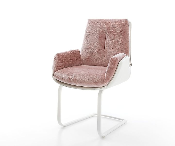 Freischwinger Clea-Flex Materialmix Echtleder Weiß-Rosé Freischwinger flach günstig online kaufen