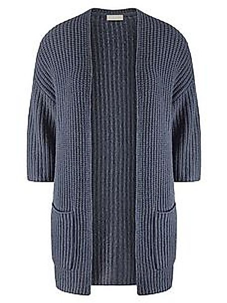 Strickjacke 3/4-Arm aus Schurwolle und Kaschmi Peter Hahn blau günstig online kaufen