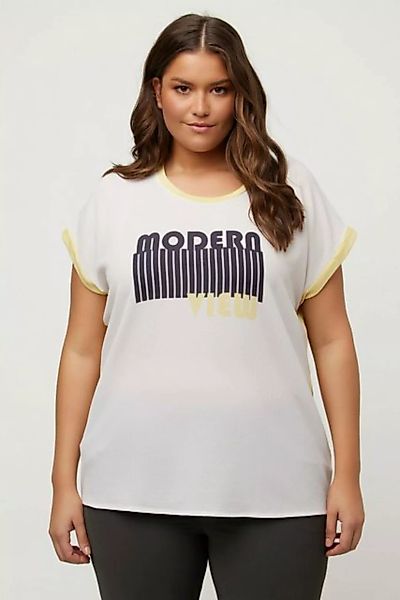 Ulla Popken Rundhalsshirt T-Shirt Schriftmotiv Oversized Rundhals Halbarm günstig online kaufen
