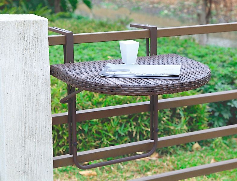 Garden Pleasure Balkonhängetisch Rattan, Polyrattan, klappbar, günstig online kaufen