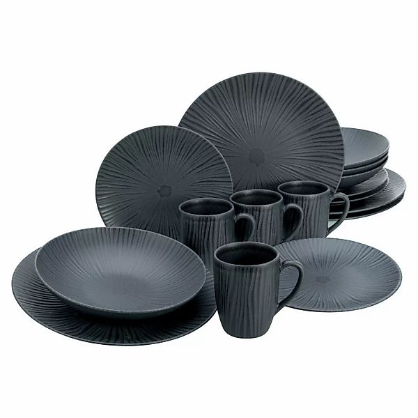 CreaTable Kombiservice Vesuvio Black schwarz Steinzeug 16 tlg. günstig online kaufen