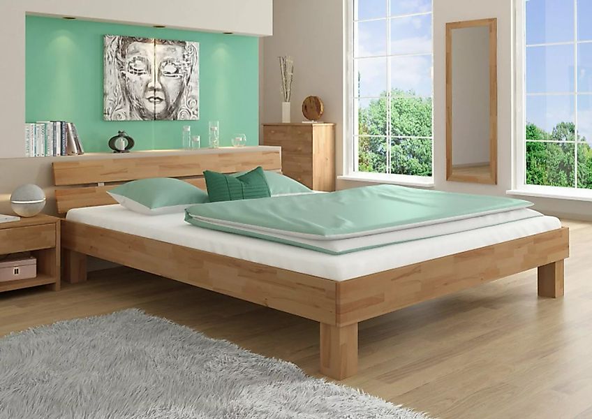 ERST-HOLZ Bett Doppelbett Kingsize-Bett Buche massiv geölt 200x200, Buchege günstig online kaufen