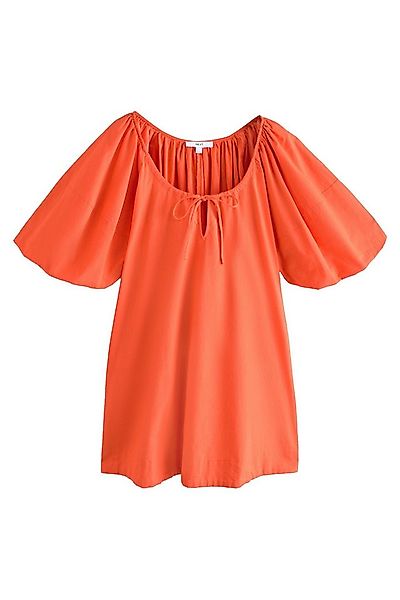 Next Minikleid Baumwoll-Minikleid mit Puffärmeln und Bindedetail (1-tlg) günstig online kaufen