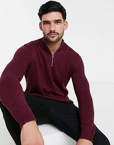 ASOS DESIGN – Pullover aus mittelschwerer Baumwolle mit kurzem Reißverschlu günstig online kaufen