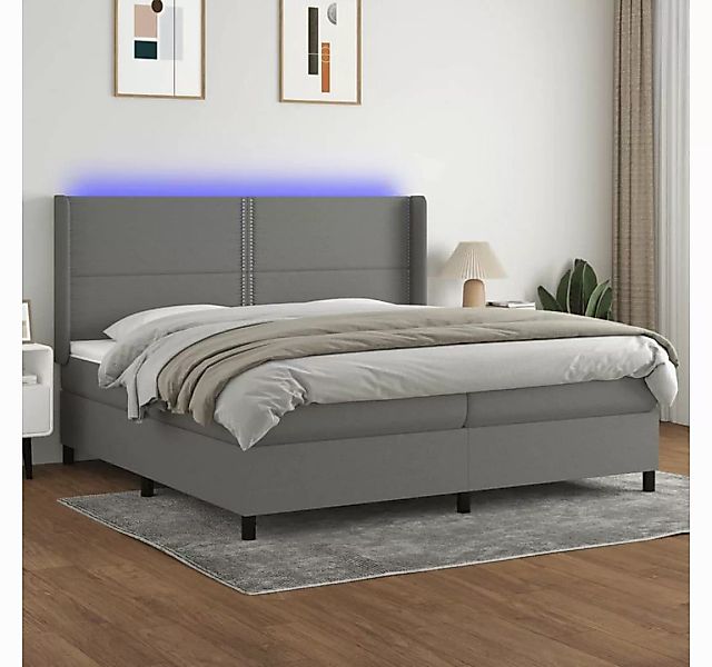 vidaXL Boxspringbett Boxspringbett mit Matratze LED Dunkelgrau 200x200 cm S günstig online kaufen