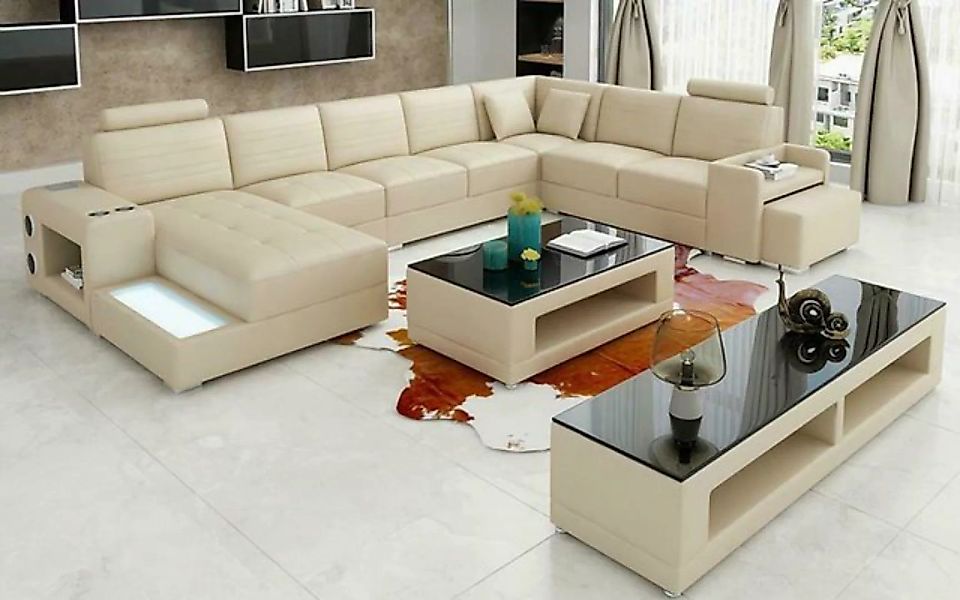 JVmoebel Ecksofa Eck Leder Ecksofa U-Form Sofa Couch Design Polster Textil, günstig online kaufen
