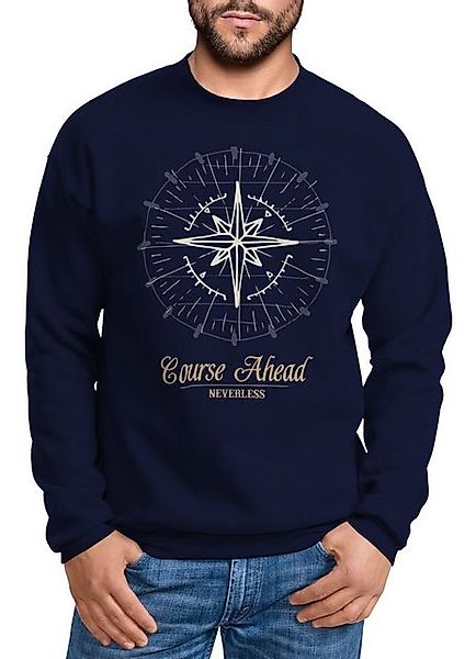 Neverless Sweatshirt Herren Sweatshirt Pullover Kompass Windrose Navigator günstig online kaufen