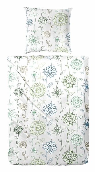 Primera Bettwäsche "Feinbiber-Bettwäsche Frida" 2 Stk. mit fröhlichem Blume günstig online kaufen