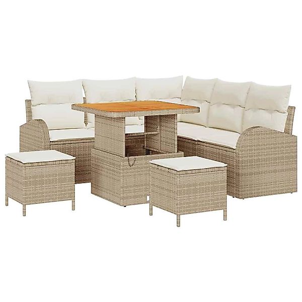 vidaXL Garten-Sofa-Set mit Kissen 8-Tlg Beige Poly Rattan 3362391 günstig online kaufen