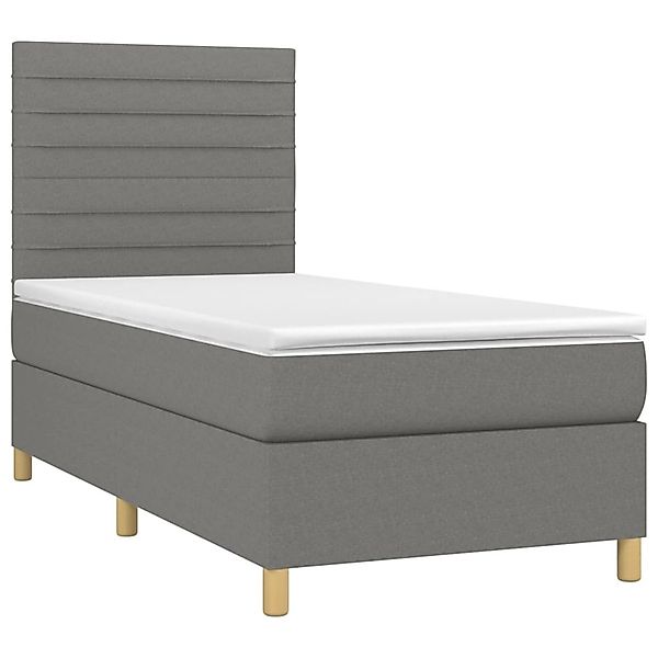 vidaXL Boxspringbett mit Matratze & LED Dunkelgrau 90x200 cm Stoff 3135486 günstig online kaufen