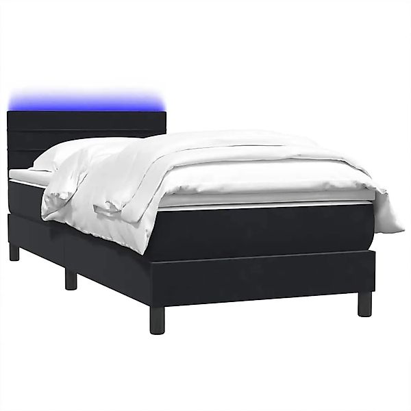 vidaXL Boxspringbett mit Matratze & LED Schwarz 90x210 cm Samt 3316961 günstig online kaufen