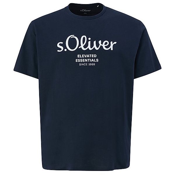 s.Oliver Rundhalsshirt Große Größen Herren T-Shirt navy Logo-Frontprint s.O günstig online kaufen