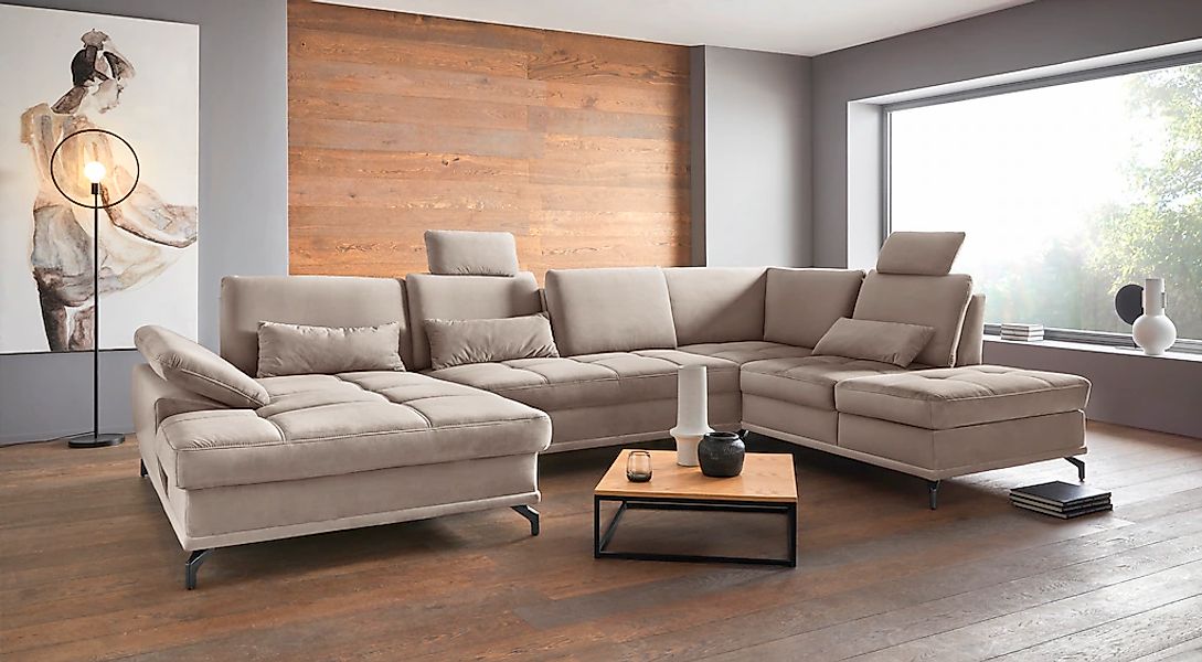 Places of Style Wohnlandschaft "Costello U-Form, B: 363 cm mit Sitztiefen-, günstig online kaufen