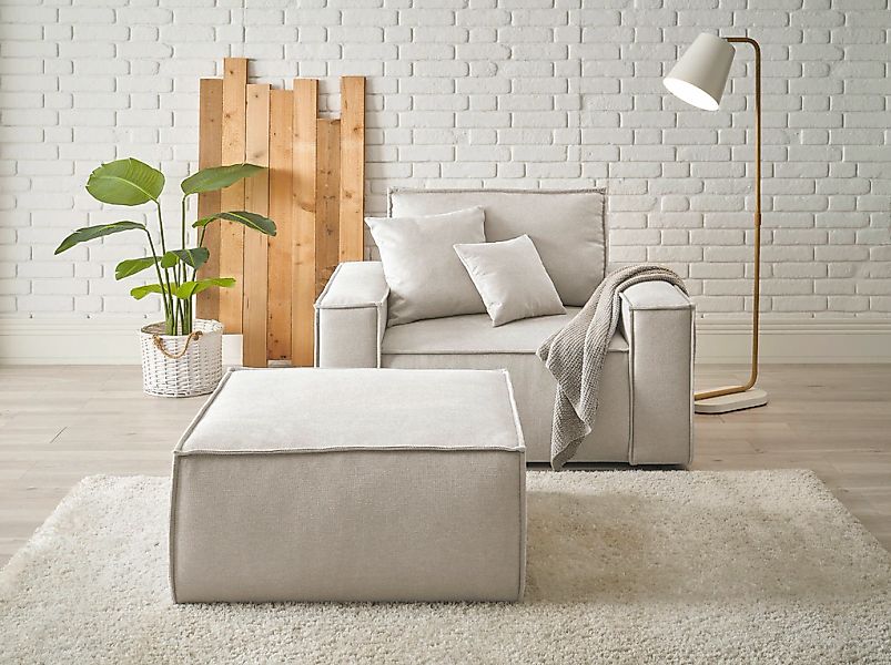 OTTO home Loveseat "FINNLEY, Loveseat & Hocker im Set, trendige Stoffe, ink günstig online kaufen