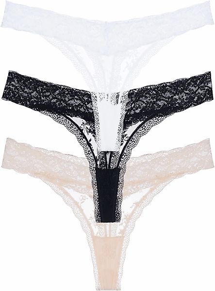 Dorina Tanga "Lana Essential Lace" 3er Pack, leicht transparent, mit Spitze günstig online kaufen