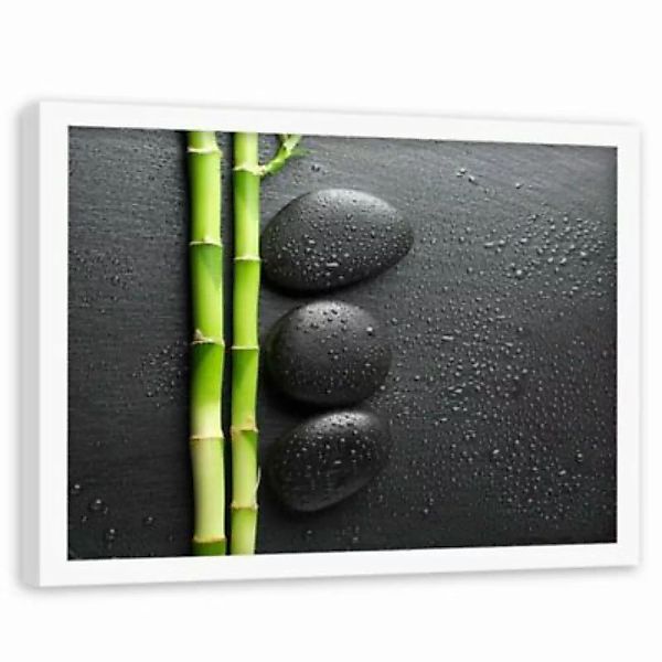 FEEBY® Kunst Bambus auf den schwarzen Steinen Leinwandbilder bunt Gr. 90 x günstig online kaufen