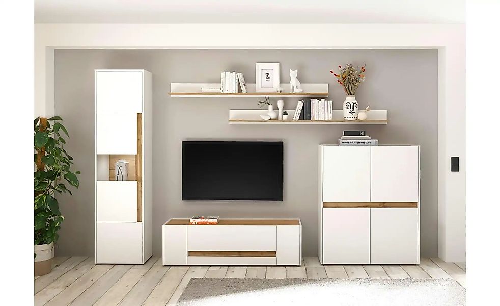 Wohnwand  Cande ¦ weiß ¦ Maße (cm): B: 350 H: 45 Kommoden & Sideboards > Wo günstig online kaufen
