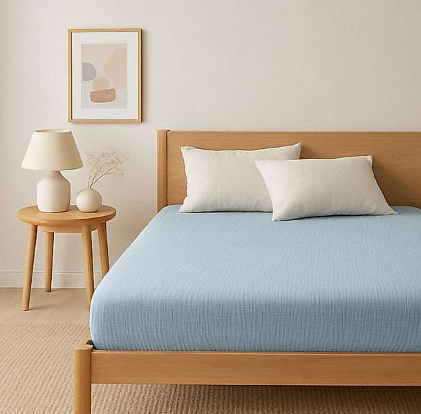 Sandiik Spannbettlaken Musselin Spannbettlaken mit Gummizug, Biobaumwolle, günstig online kaufen